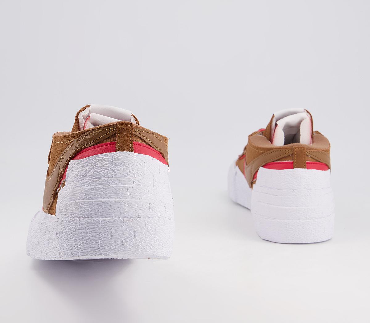 NikeBlazer Low SacaiLight British Tan University Red White