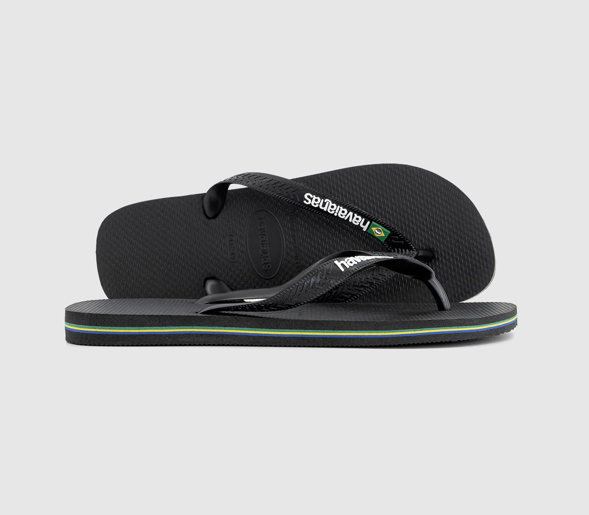 Havaianas Brasil Logo Flip Flops M Black Men s Sandals