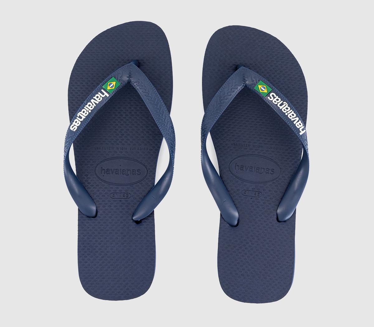 Havaianas Brasil Logo Flip Flops Navy - Men’s Sandals