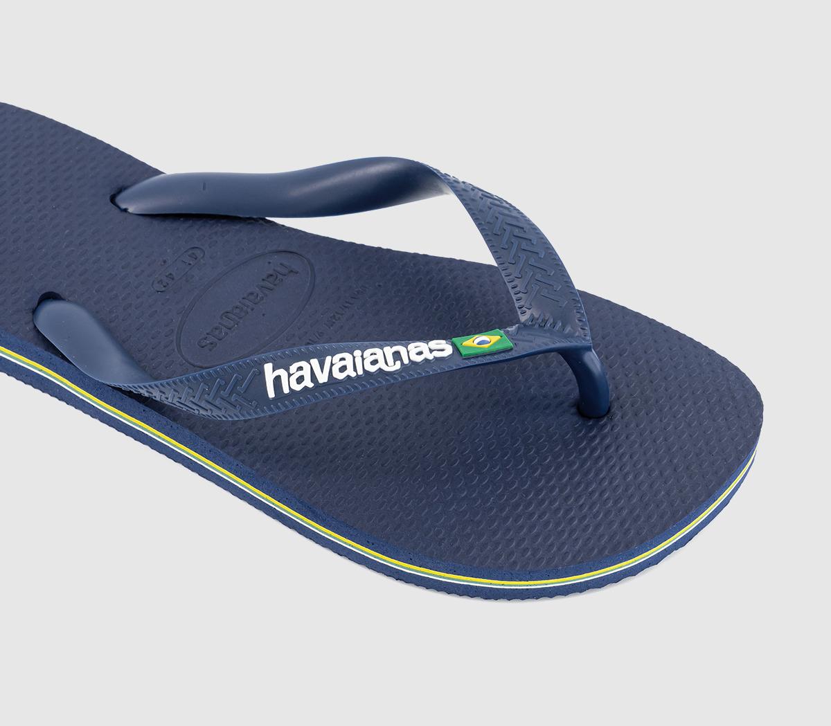 Havaianas Brasil Logo Flip Flops Navy - Men’s Sandals