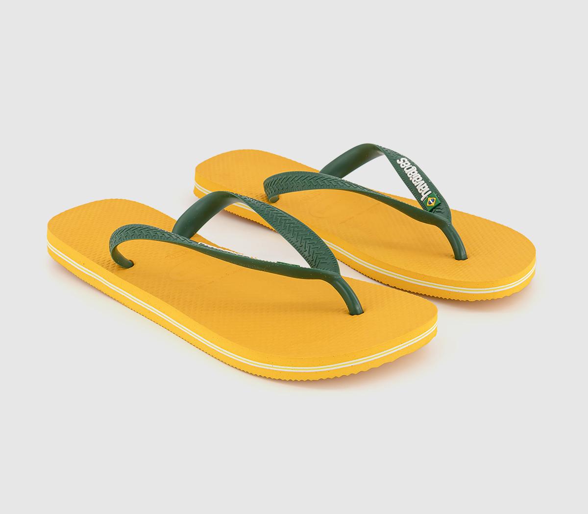 Havaianas Brasil Logo Flip Flops Pop Yellow - Men’s Sandals