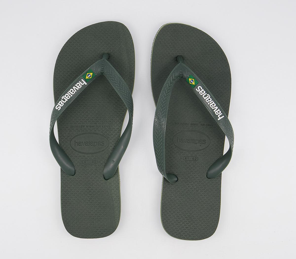 Havaianas Brasil Logo Flip Flops Havaianas Brasil Logo Flip Flops Olive