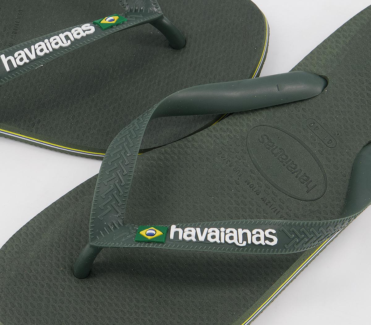 Havaianas Brasil Logo Flip Flops Havaianas Brasil Logo Flip Flops Olive