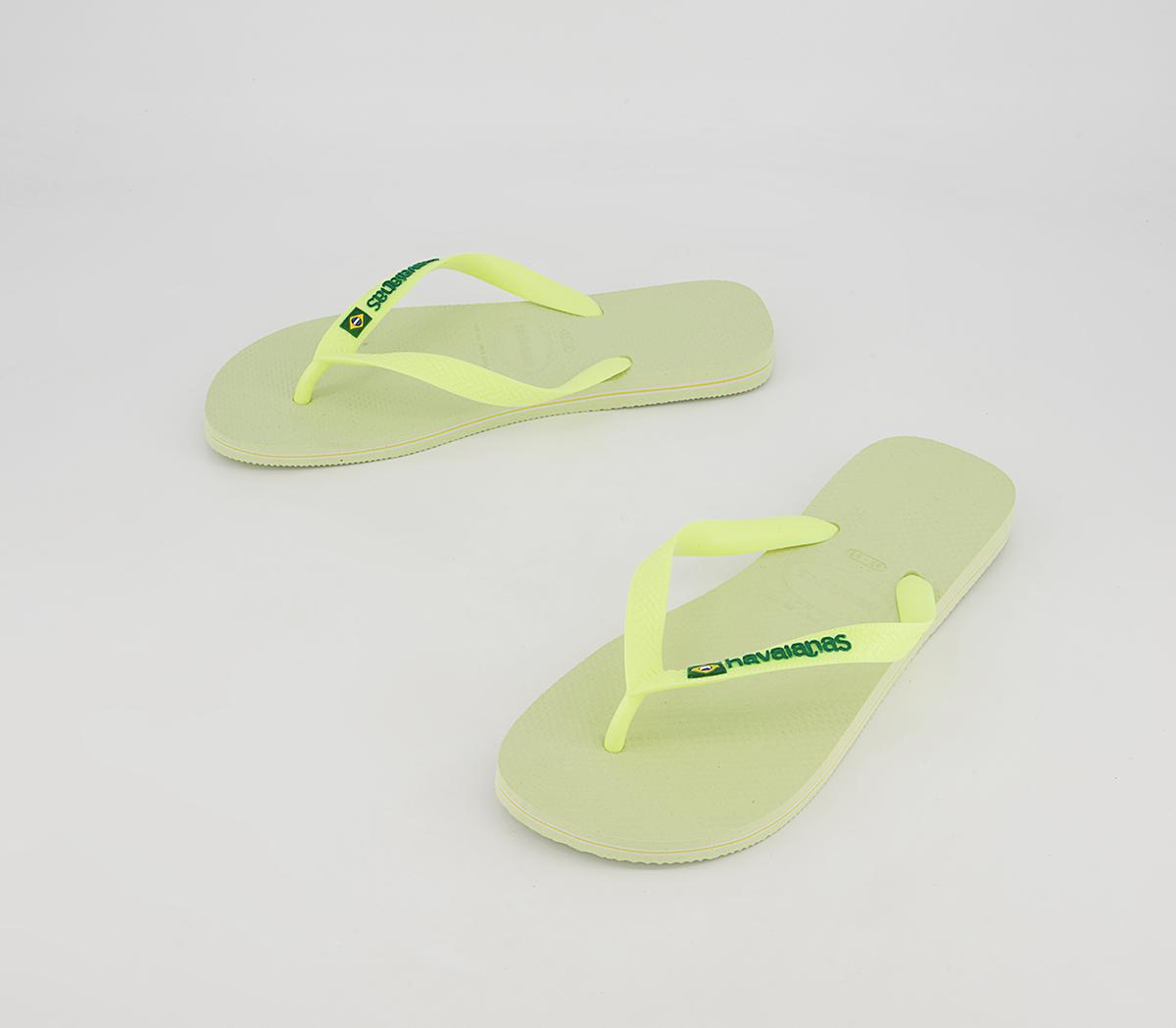 Havaianas Brasil Logo Flip Flops Lime Green - Men’s Sandals