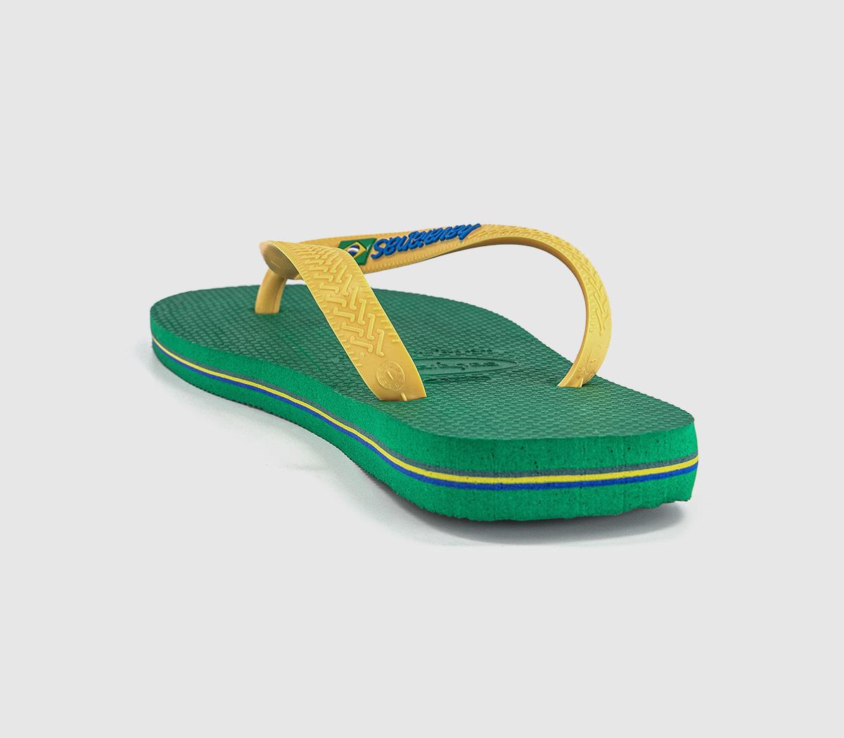HavaianasBrasil Logo Flip FlopsGreen Yellow