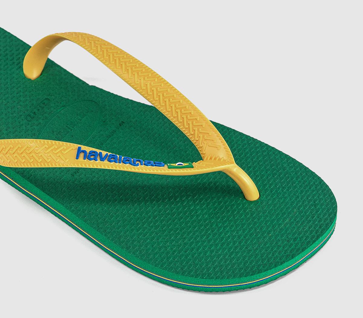 HavaianasBrasil Logo Flip FlopsGreen Yellow