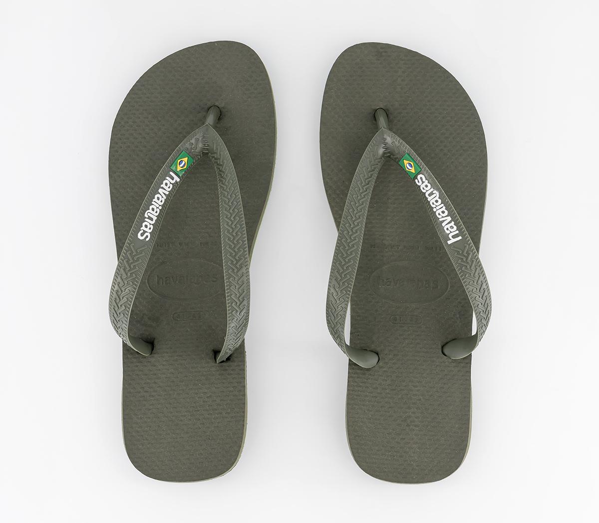 Havaianas Brasil Logo Flip Flops Green Green - Men’s Sandals