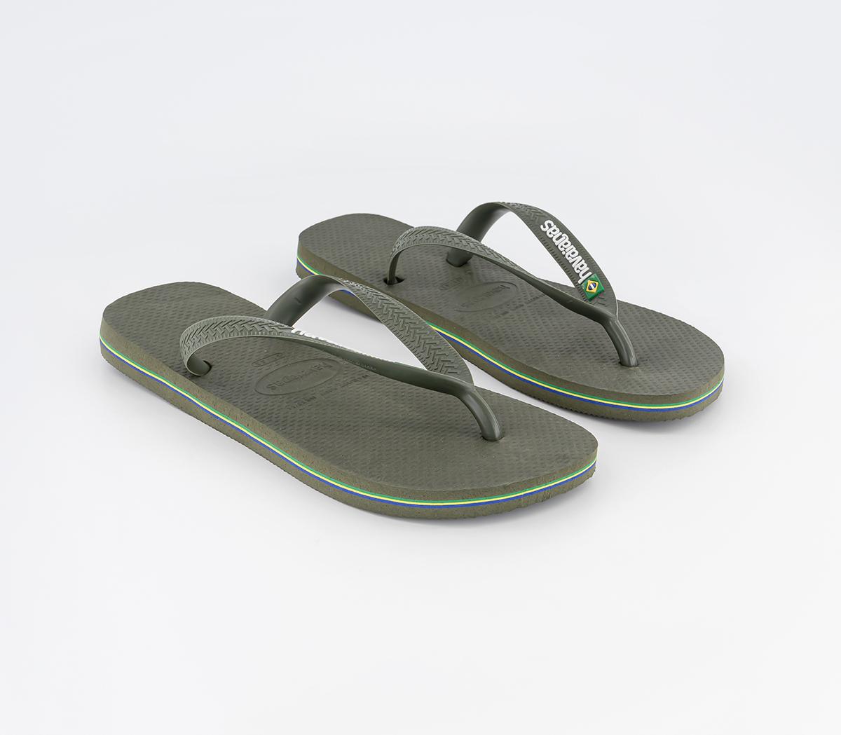 Havaianas Brasil Logo Flip Flops Green Green - Men’s Sandals