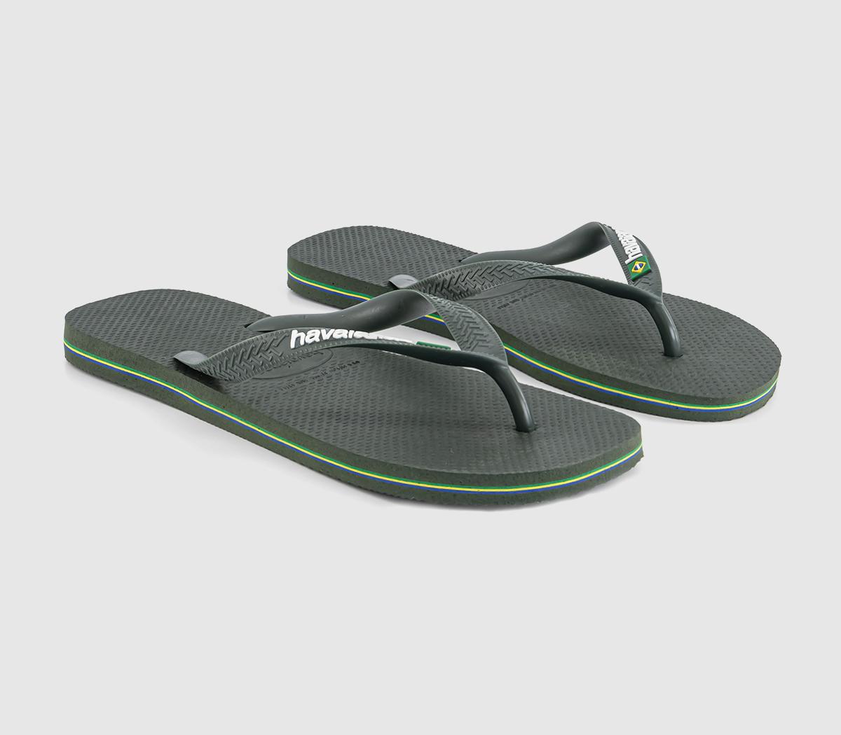 HavaianasBrasil Logo Flip FlopsGreen Olive