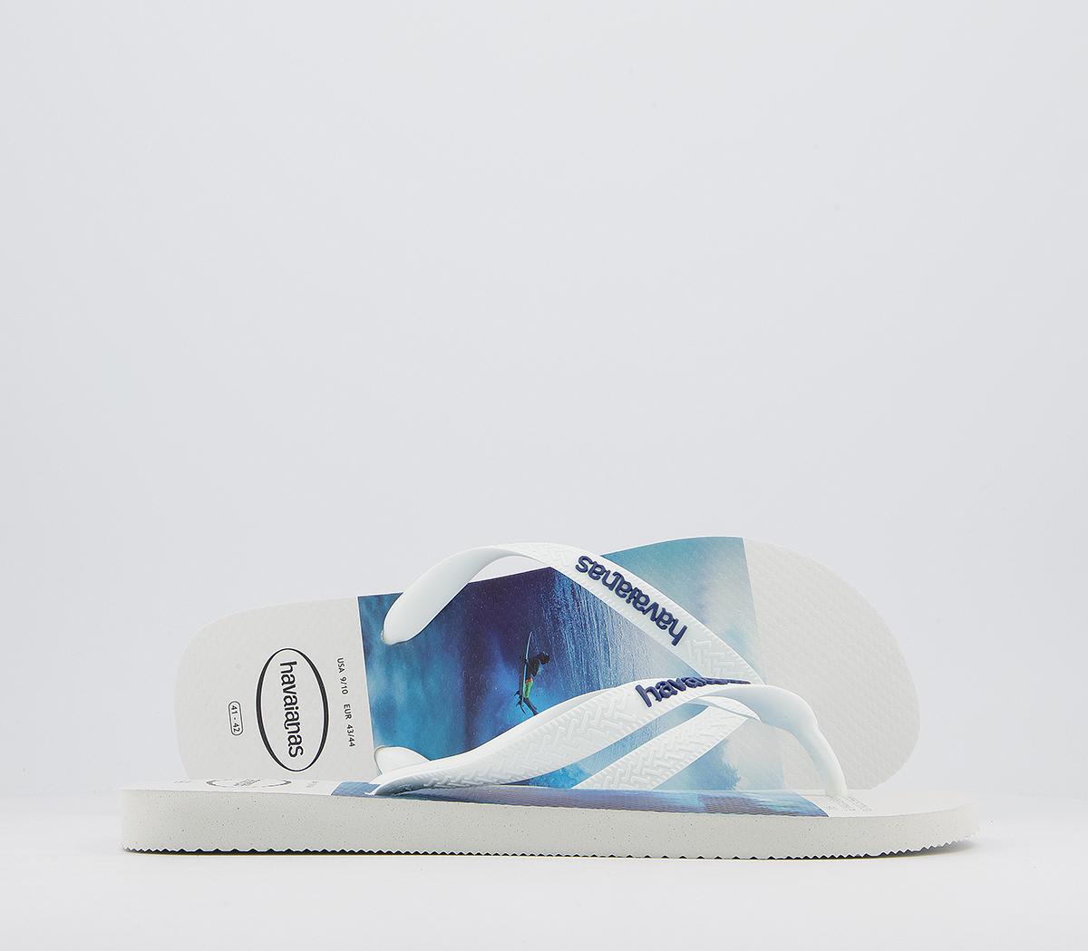 Blue and white store havaianas