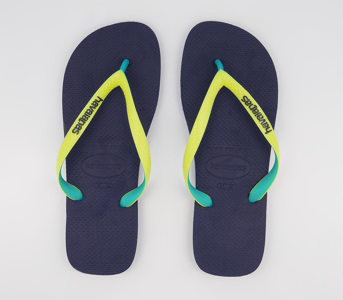 Havaianas Top Mix Flip Flops Havaianas Top Mix Flip Flops Navy Neon Yellow
