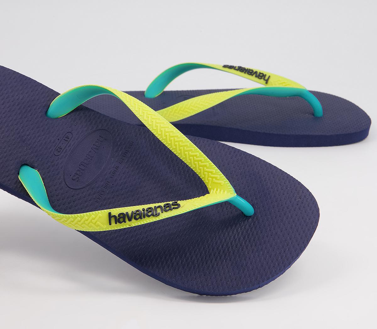 Havaianas Top Mix Flip Flops Havaianas Top Mix Flip Flops Navy Neon Yellow