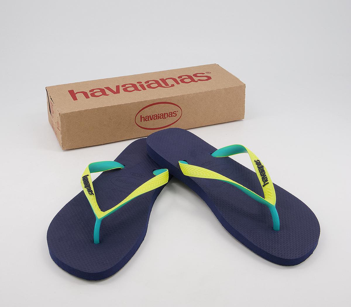 Havaianas Top Mix Flip Flops Havaianas Top Mix Flip Flops Navy Neon Yellow