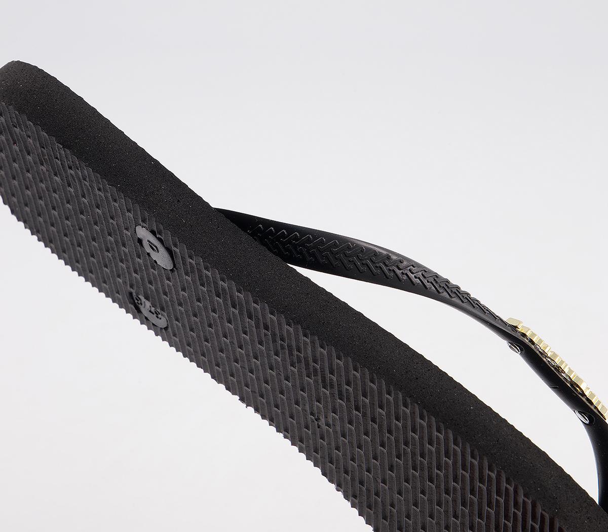 Havaianas Slim Logo Metallic Flip Flops Havaianas Slim Logo Metallic Flip Flops Black