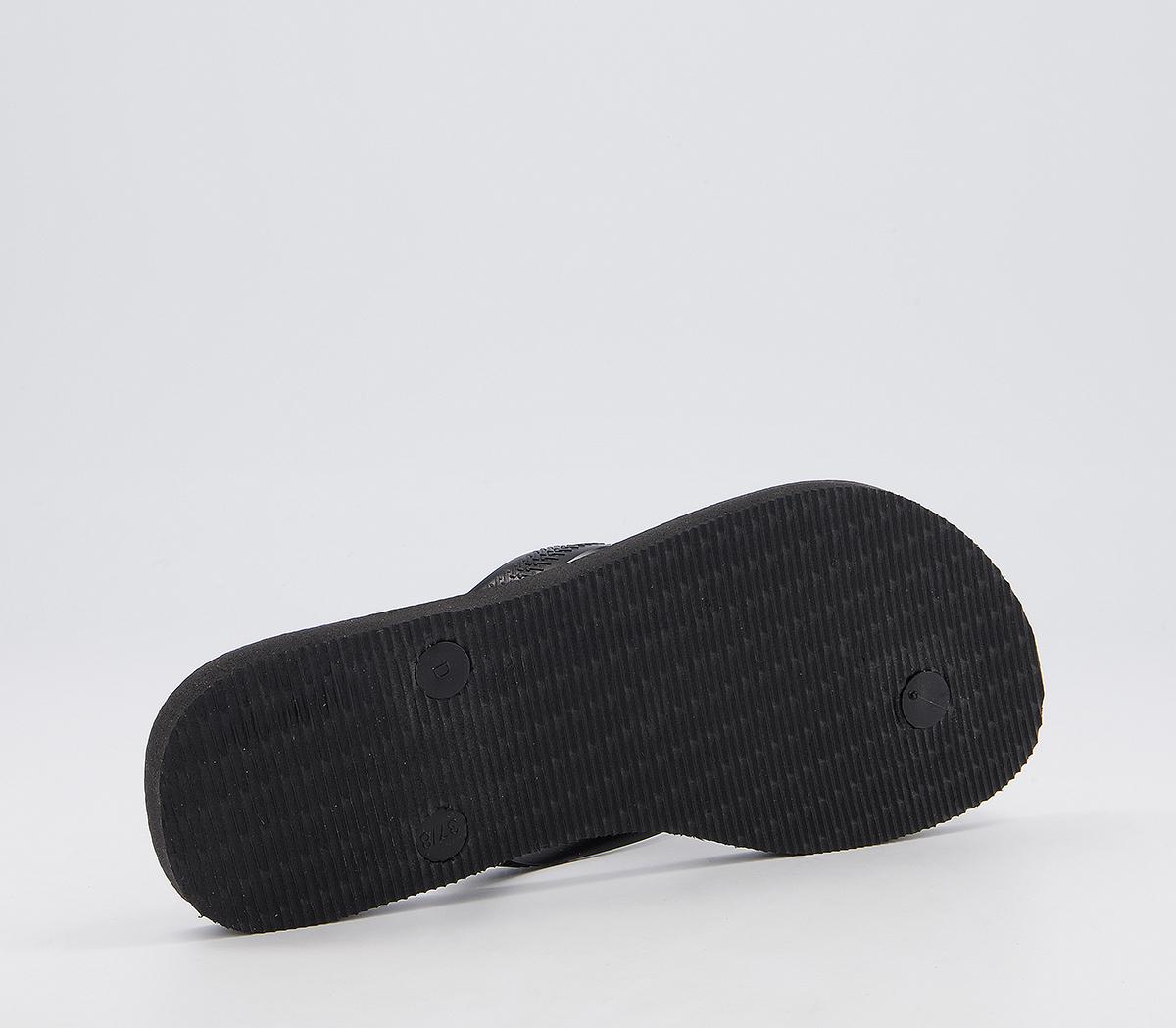 Havaianas Slim Logo Metallic Flip Flops Havaianas Slim Logo Metallic Flip Flops Black