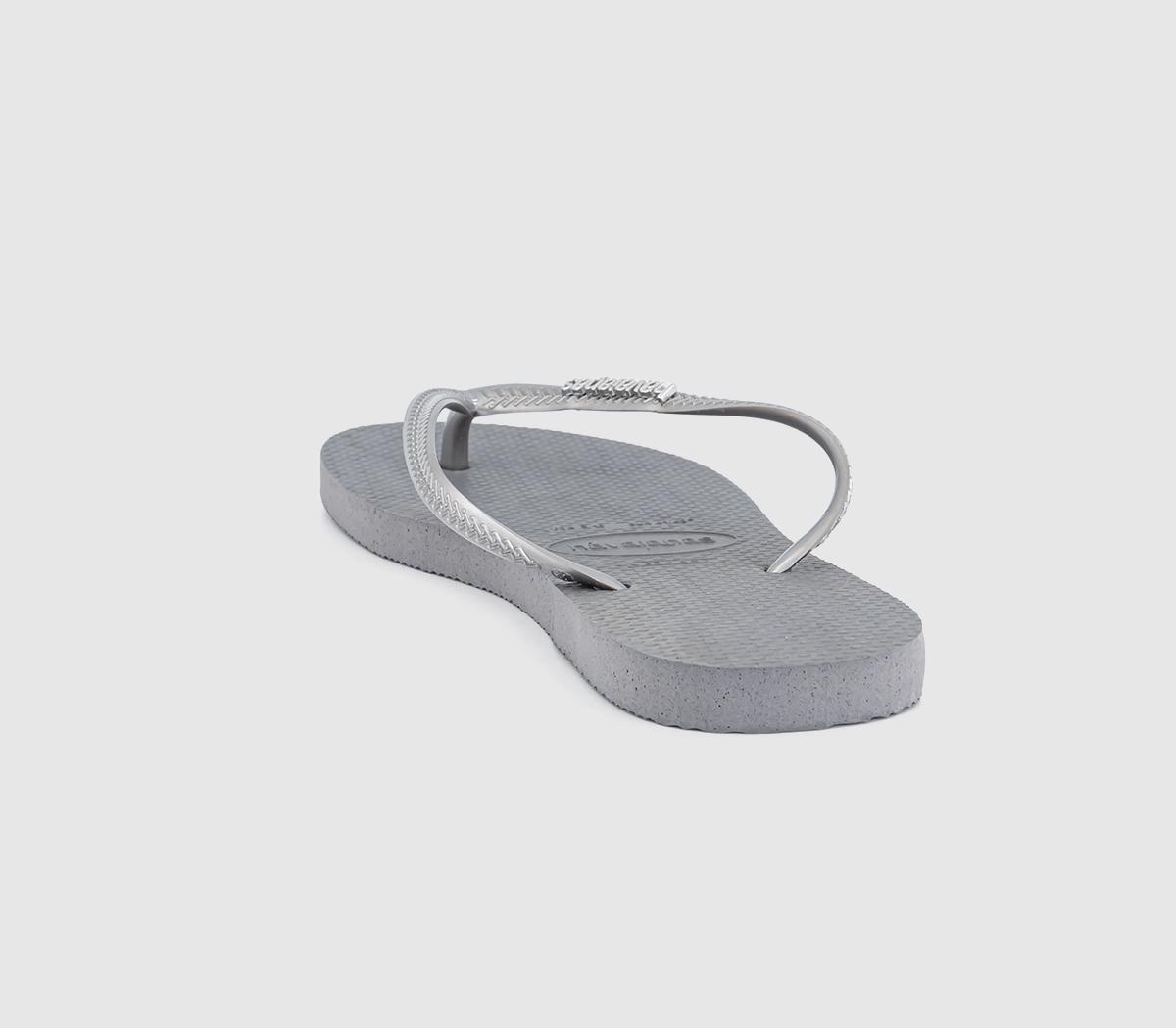 HavaianasSlim Logo Metallic Flip FlopsGrey Steel