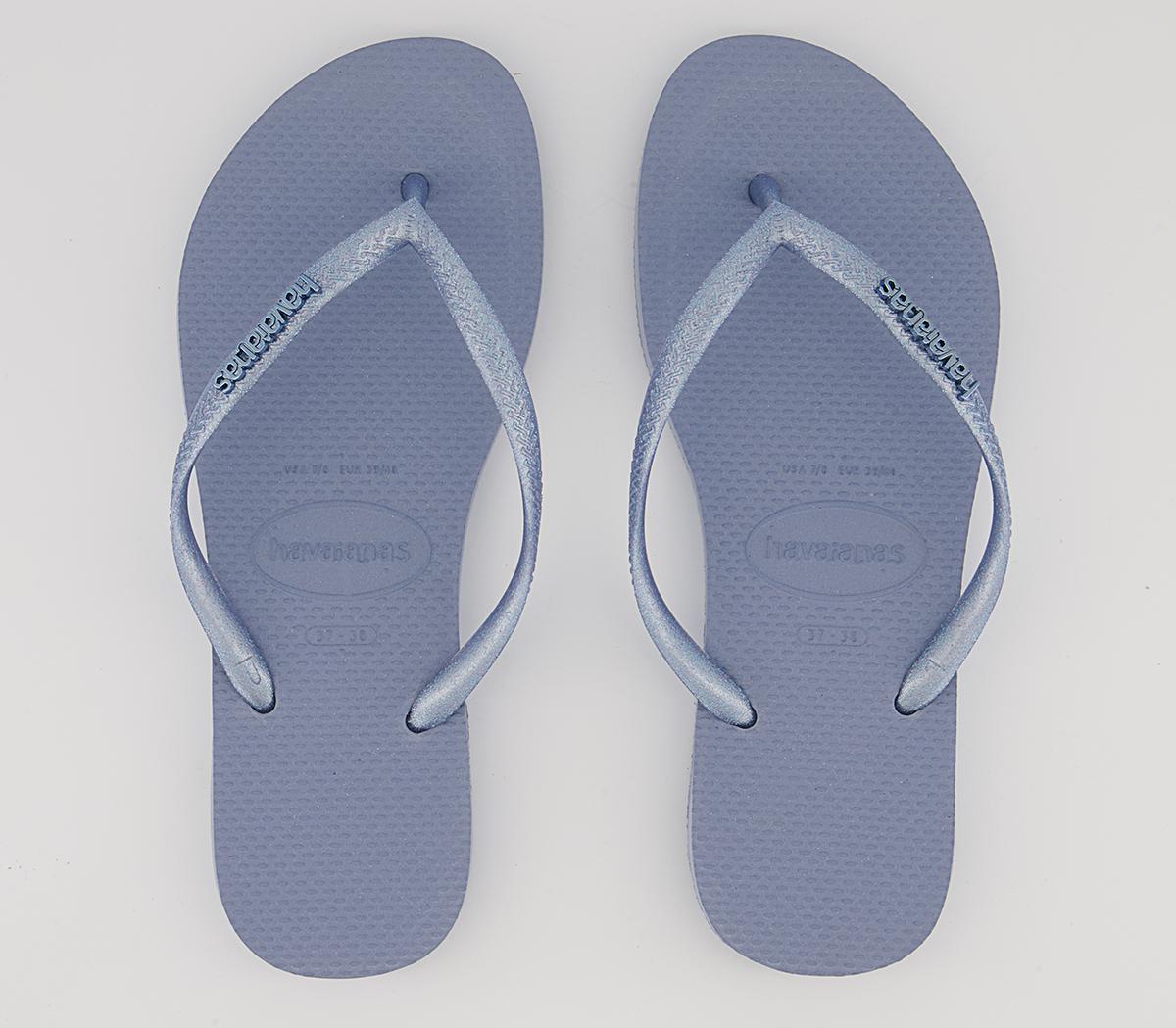 Havaianas Slim Logo Metallic Flip Flops Havaianas Slim Logo Metallic Flip Flops Ashley Blue