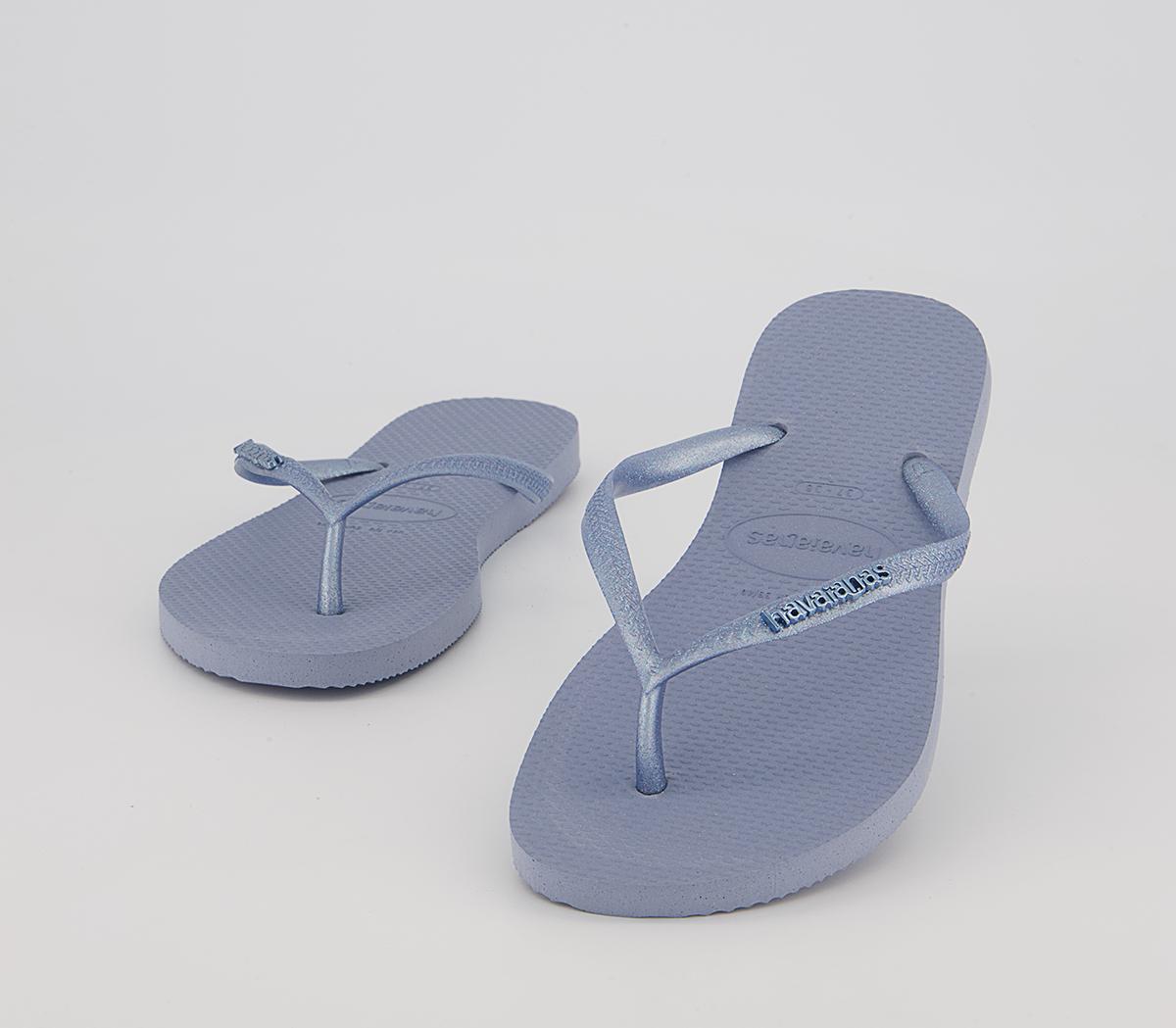 Havaianas Slim Logo Metallic Flip Flops Havaianas Slim Logo Metallic Flip Flops Ashley Blue