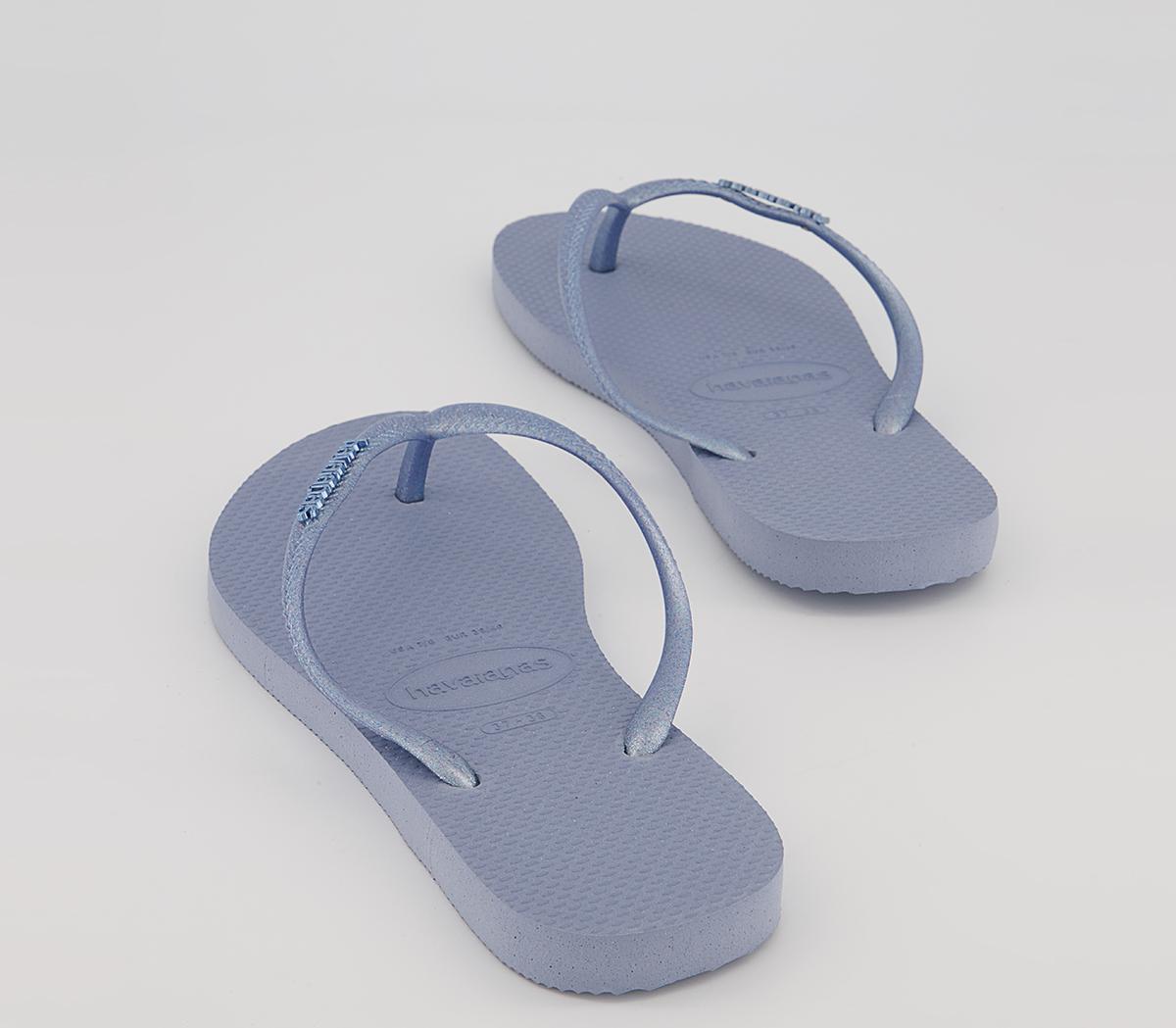 Havaianas Slim Logo Metallic Flip Flops Havaianas Slim Logo Metallic Flip Flops Ashley Blue