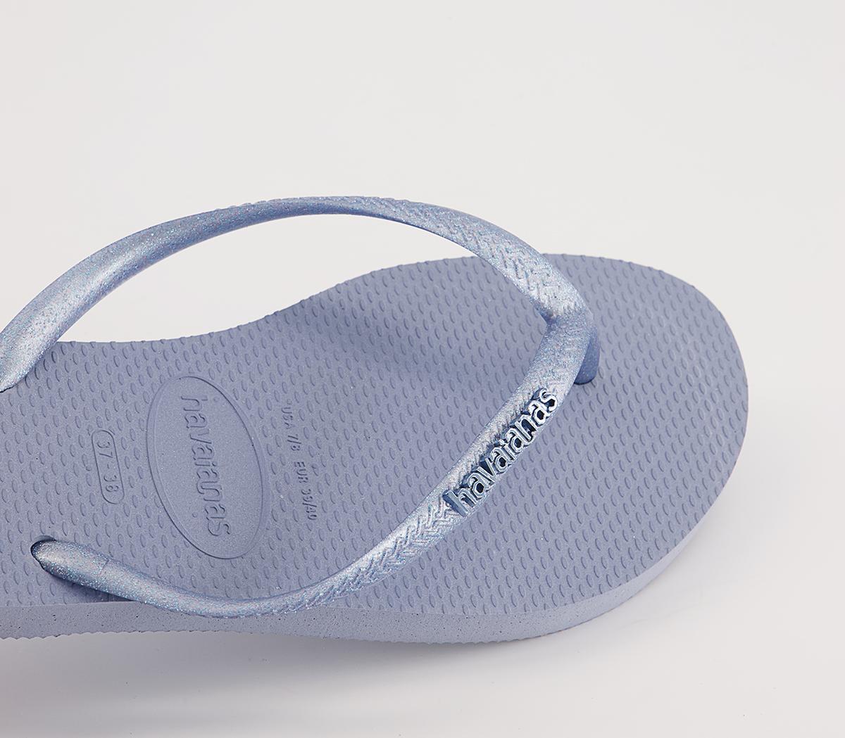 Havaianas Slim Logo Metallic Flip Flops Havaianas Slim Logo Metallic Flip Flops Ashley Blue
