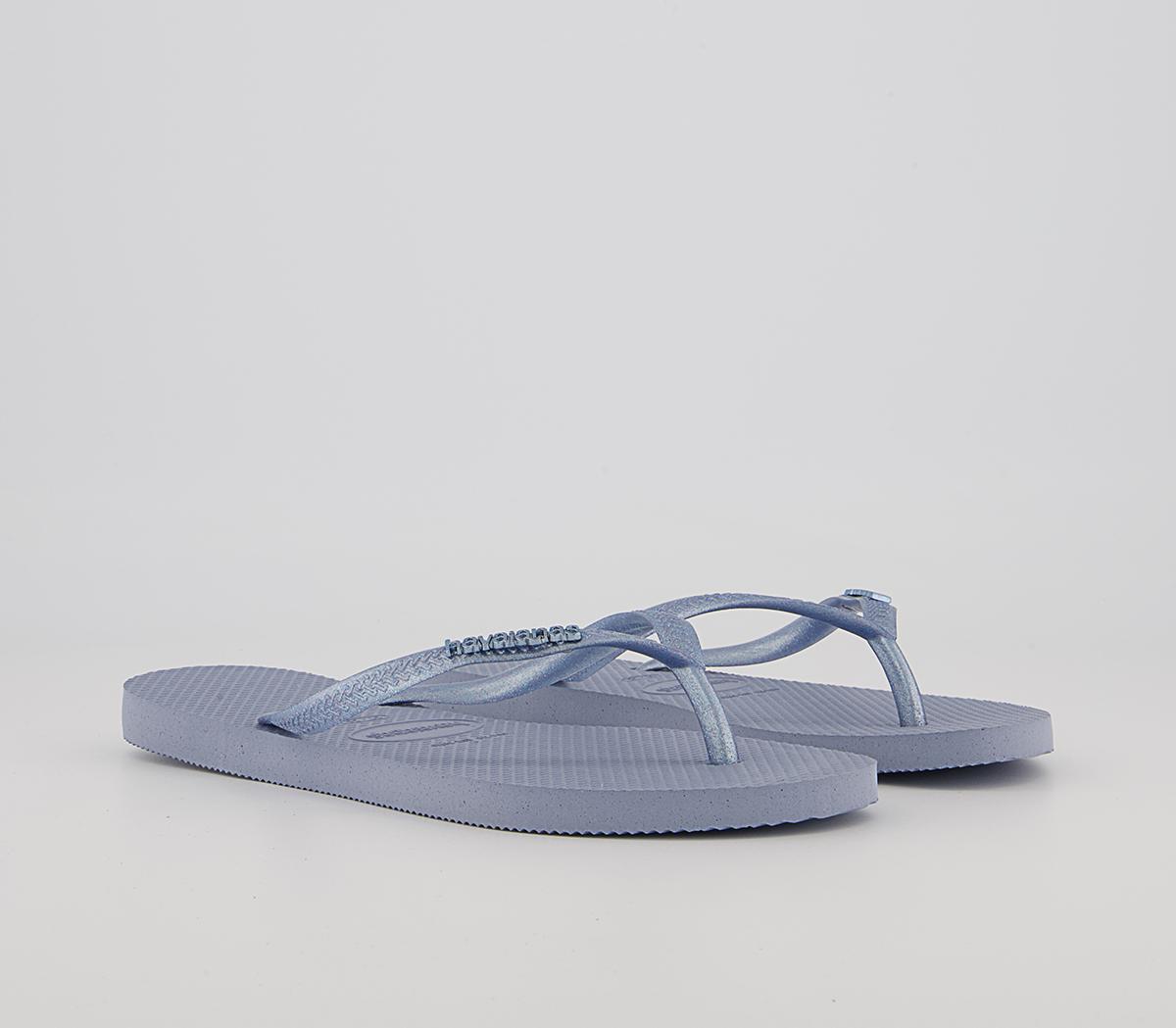 Havaianas Slim Logo Metallic Flip Flops Havaianas Slim Logo Metallic Flip Flops Ashley Blue