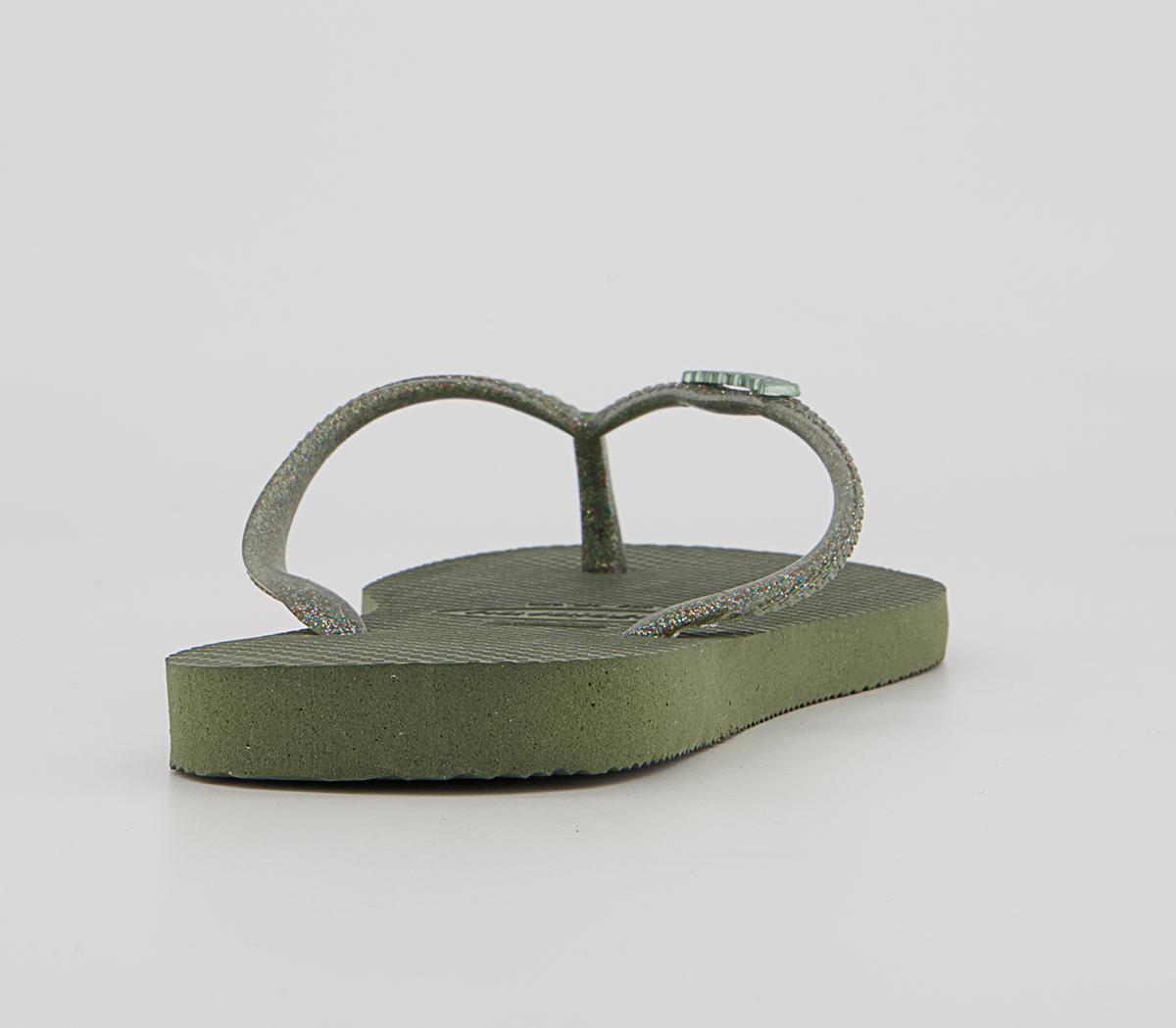 Havaianas Slim Logo Metallic Flip Flops Havaianas Slim Logo Metallic Flip Flops Green
