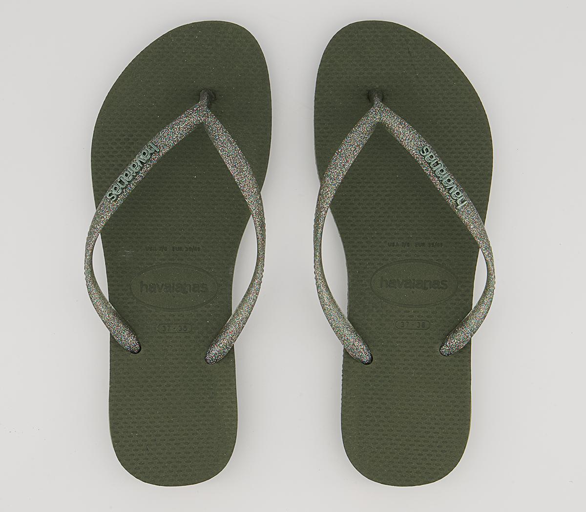 Havaianas Slim Logo Metallic Flip Flops Havaianas Slim Logo Metallic Flip Flops Green