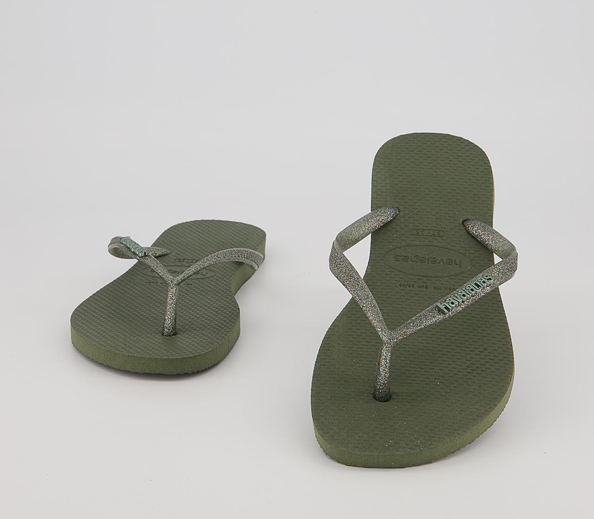Havaianas Slim Logo Metallic Flip Flops Havaianas Slim Logo Metallic Flip Flops Green