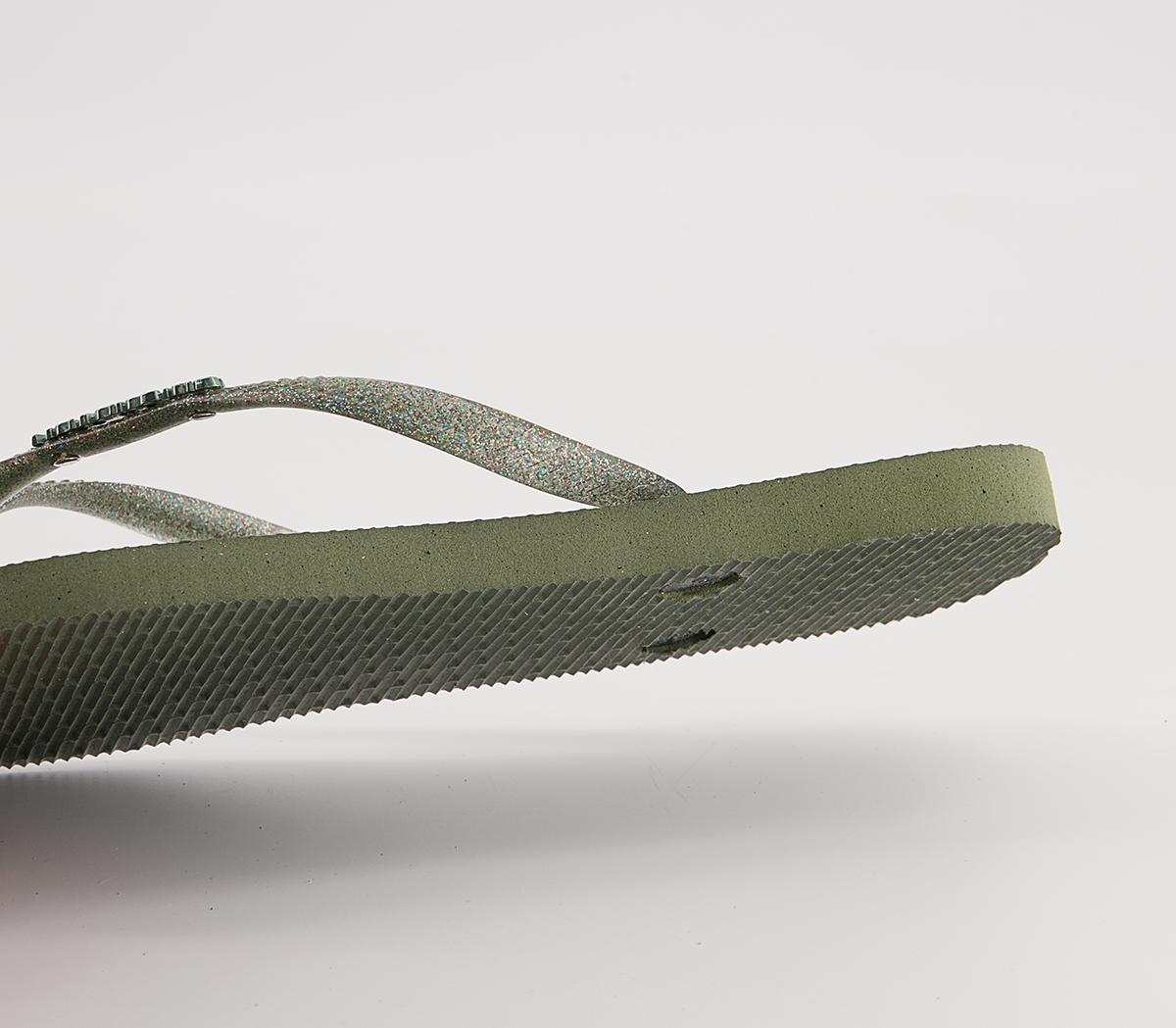 Havaianas Slim Logo Metallic Flip Flops Havaianas Slim Logo Metallic Flip Flops Green
