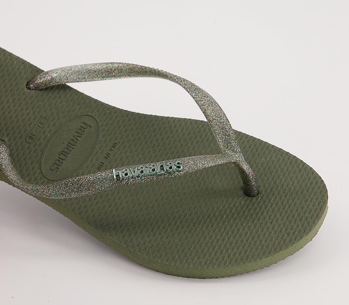 Havaianas Slim Logo Metallic Flip Flops Havaianas Slim Logo Metallic Flip Flops Green