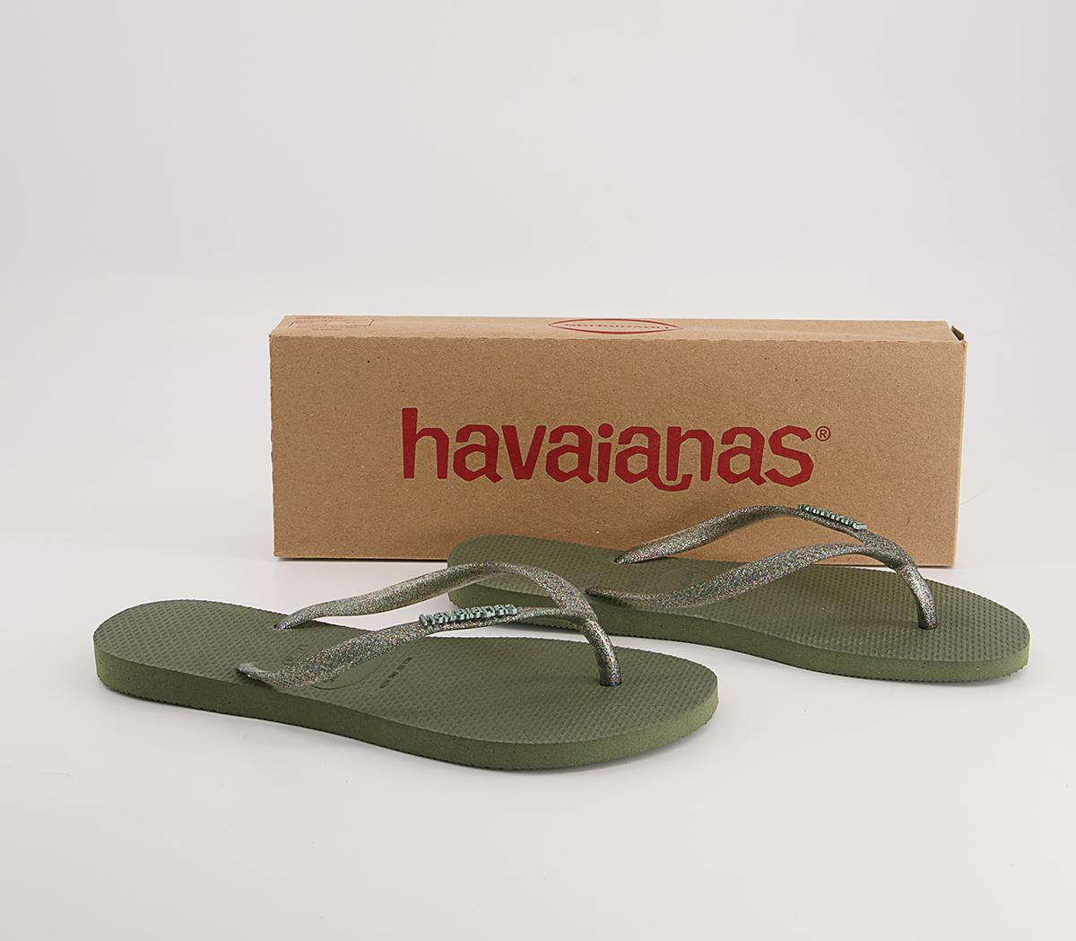 Havaianas Slim Logo Metallic Flip Flops Havaianas Slim Logo Metallic Flip Flops Green