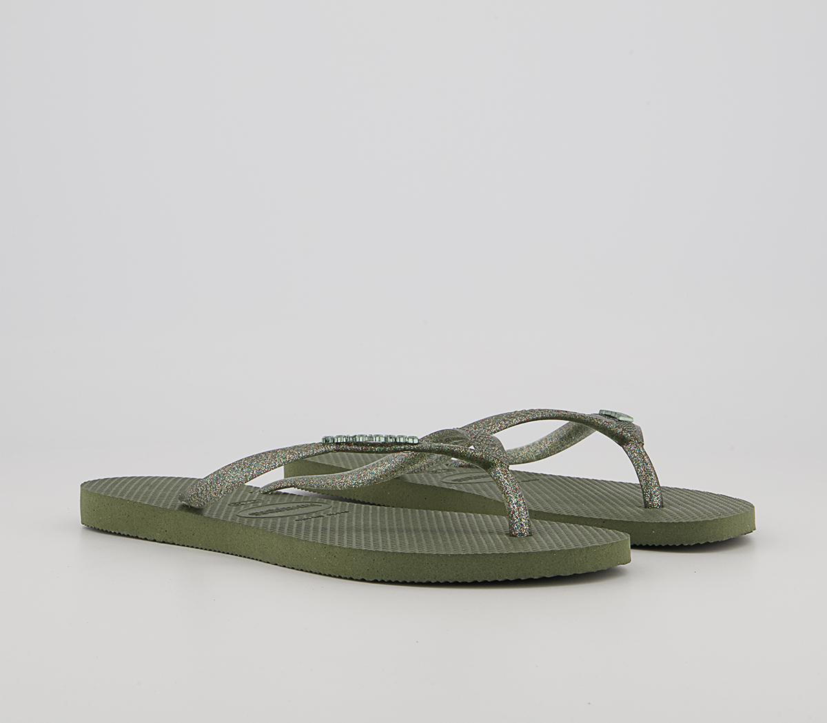 Havaianas Slim Logo Metallic Flip Flops Havaianas Slim Logo Metallic Flip Flops Green