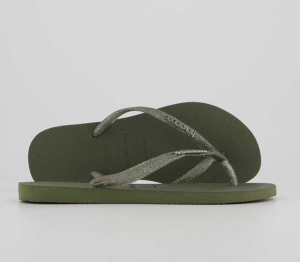 HavaianasSlim Logo Metallic Flip FlopsGreen