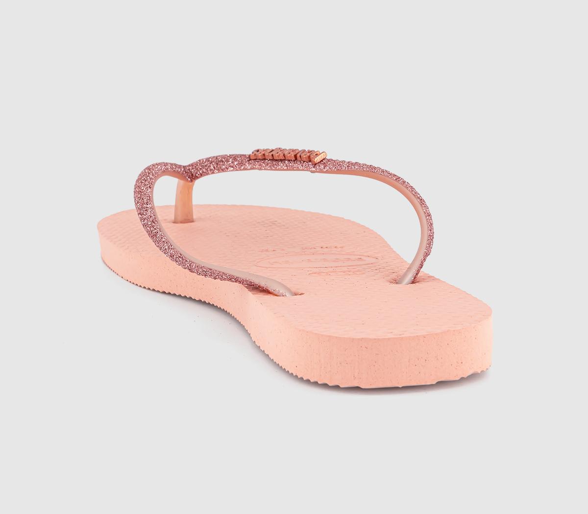 HavaianasSlim Metal Crystal Logo Flip FlopsPink