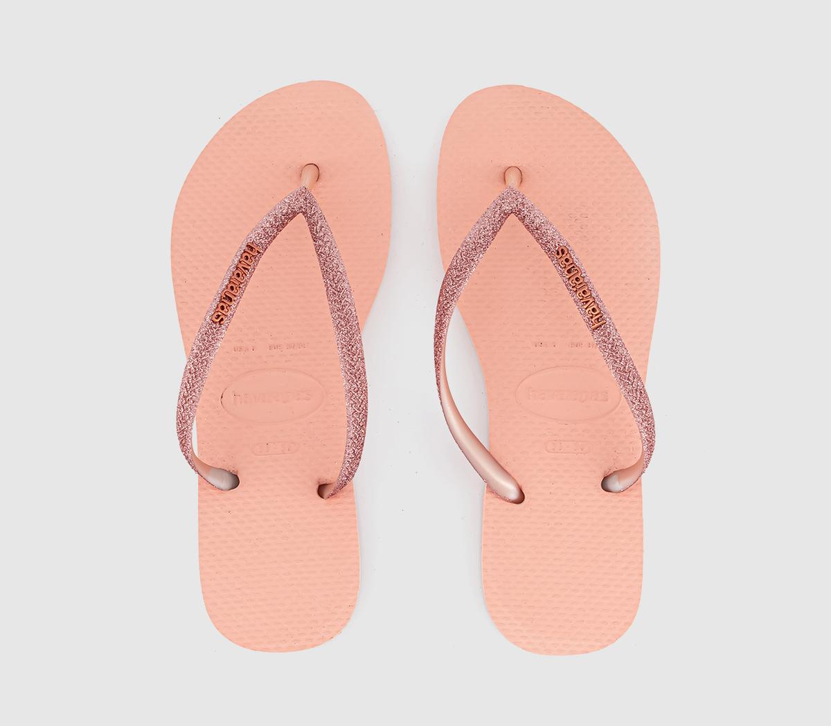 HavaianasSlim Metal Crystal Logo Flip FlopsPink
