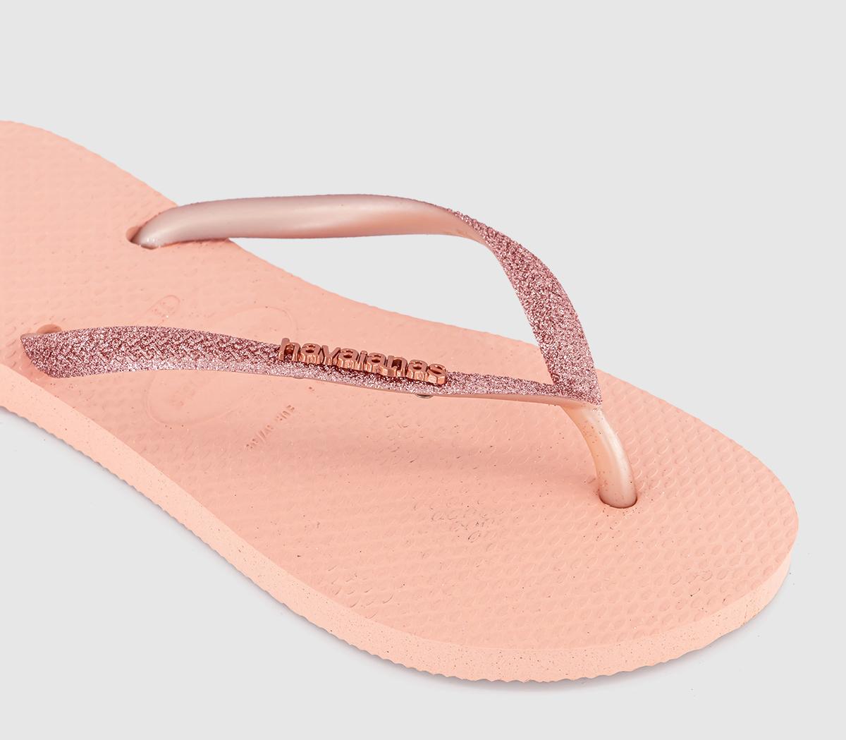 HavaianasSlim Metal Crystal Logo Flip FlopsPink