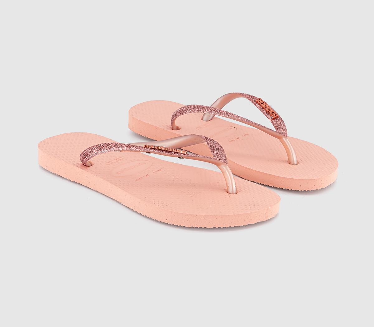 HavaianasSlim Metal Crystal Logo Flip FlopsPink