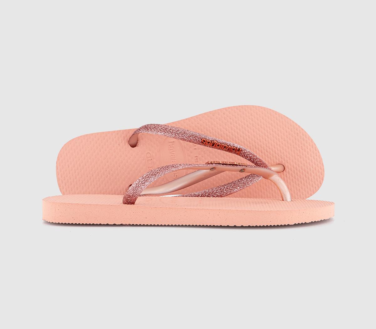 HavaianasSlim Metal Crystal Logo Flip FlopsPink