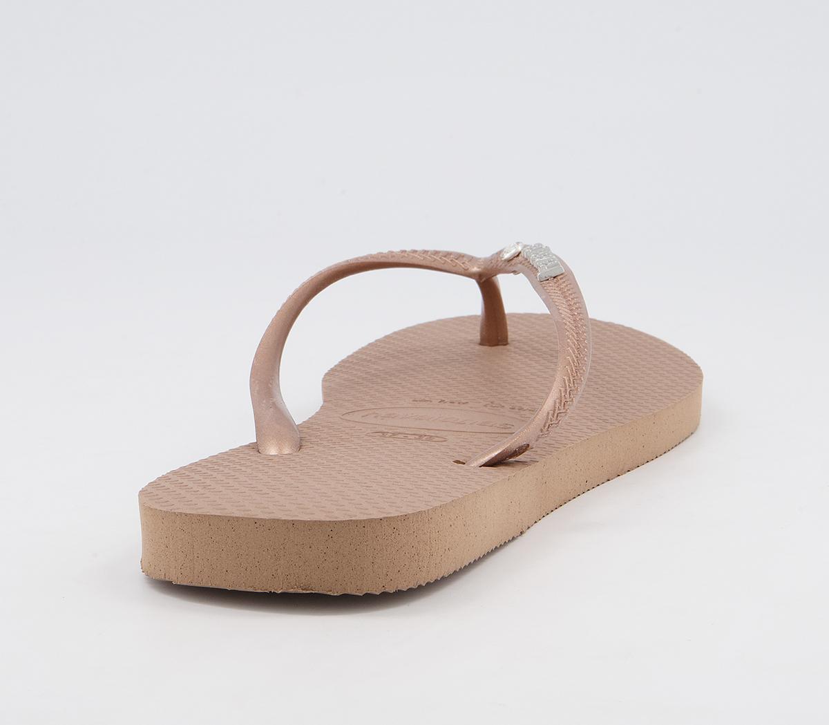 HavaianasSlim Metal Crystal Logo Flip FlopsRose Gold