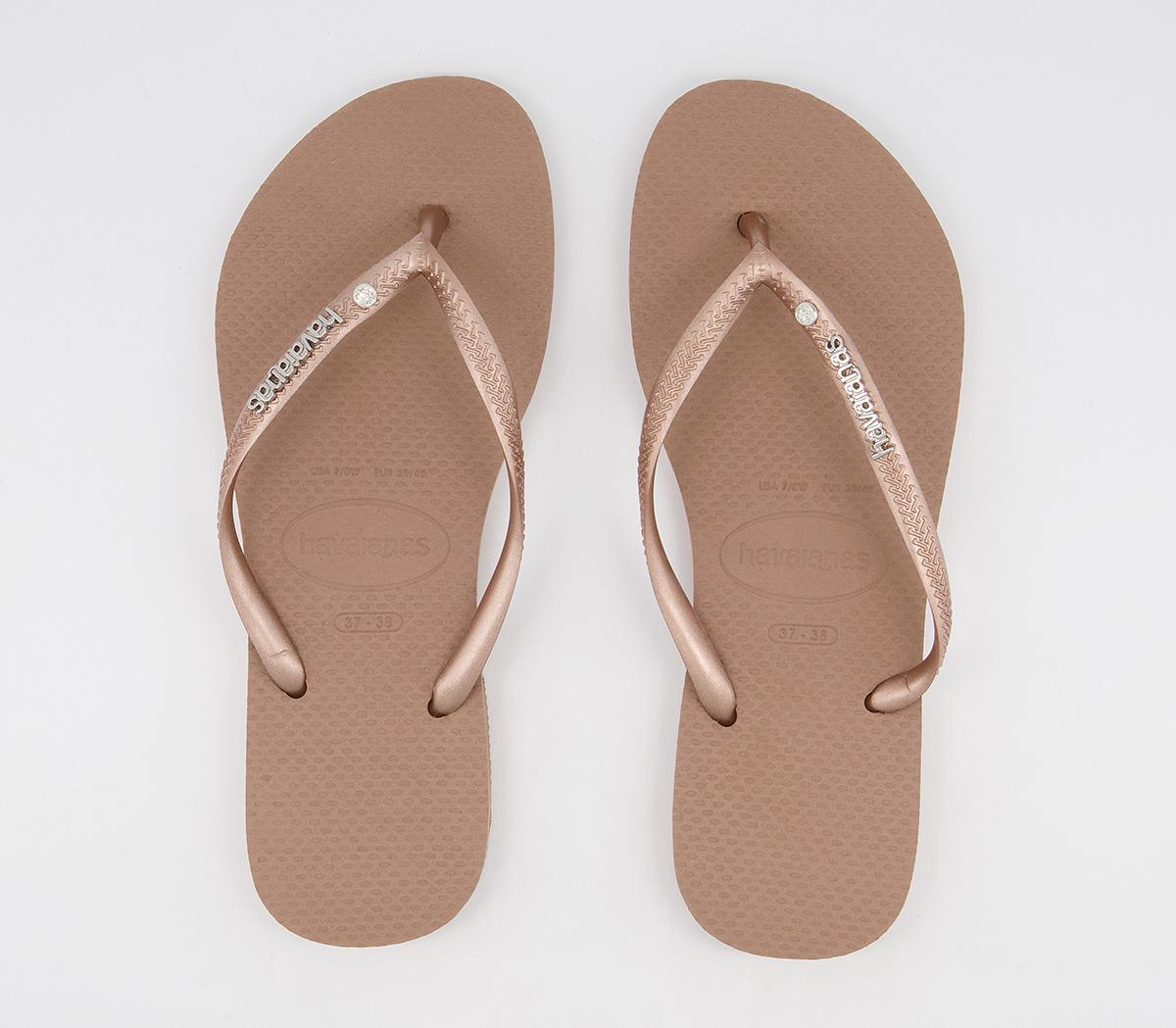HavaianasSlim Metal Crystal Logo Flip Flops HavaianasSlim Metal Crystal Logo Flip FlopsRose Gold