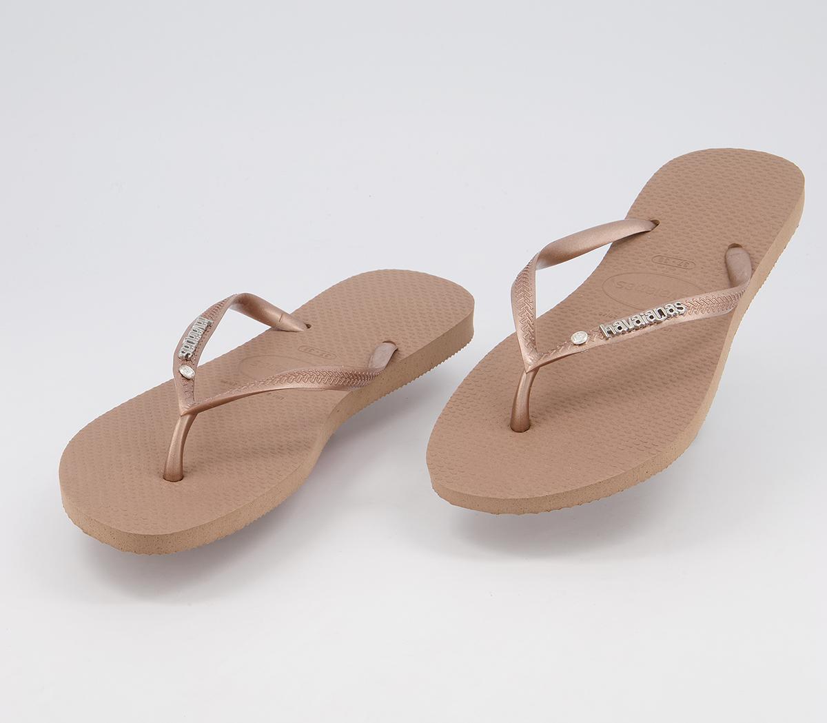 HavaianasSlim Metal Crystal Logo Flip FlopsRose Gold