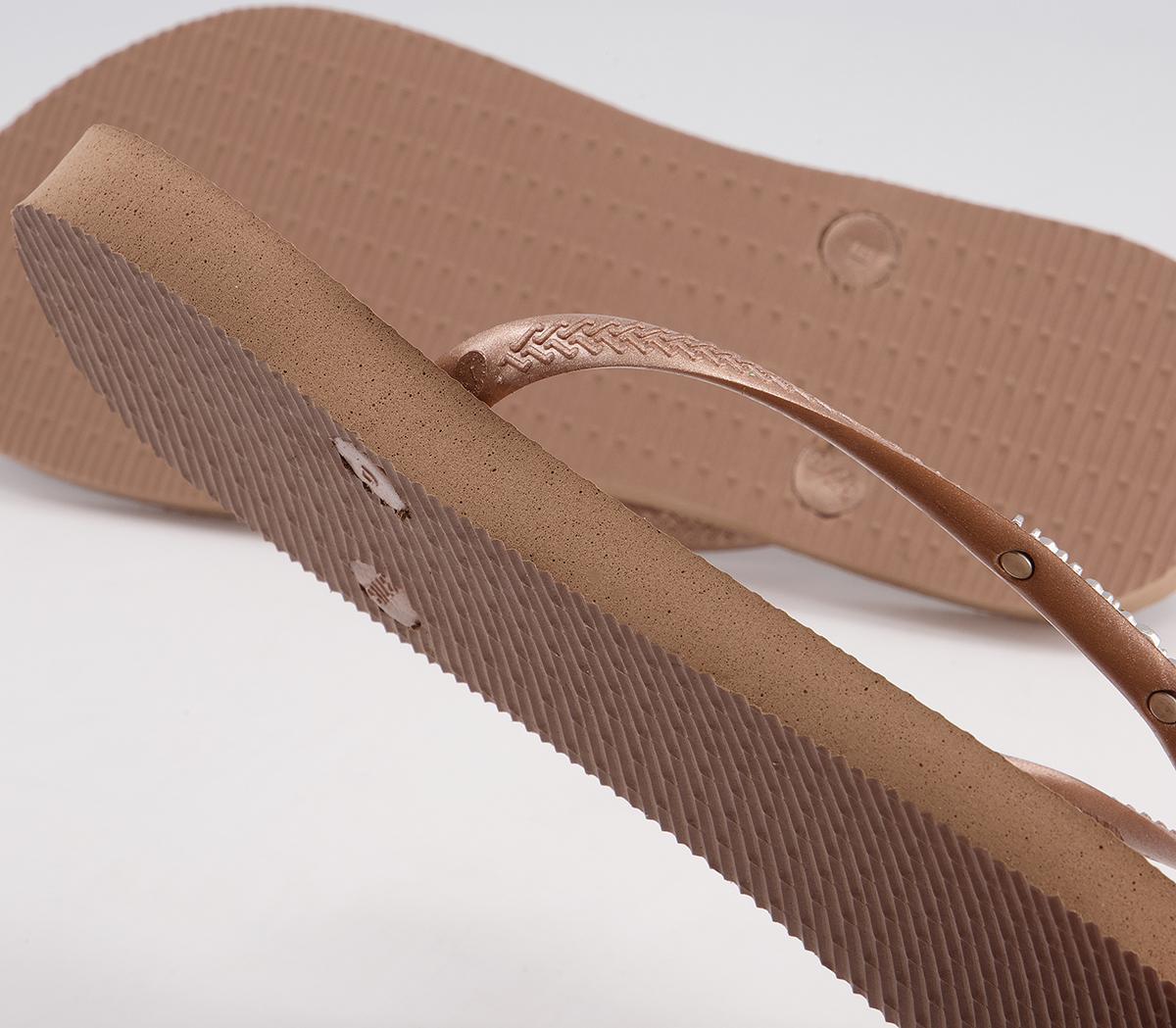 HavaianasSlim Metal Crystal Logo Flip FlopsRose Gold