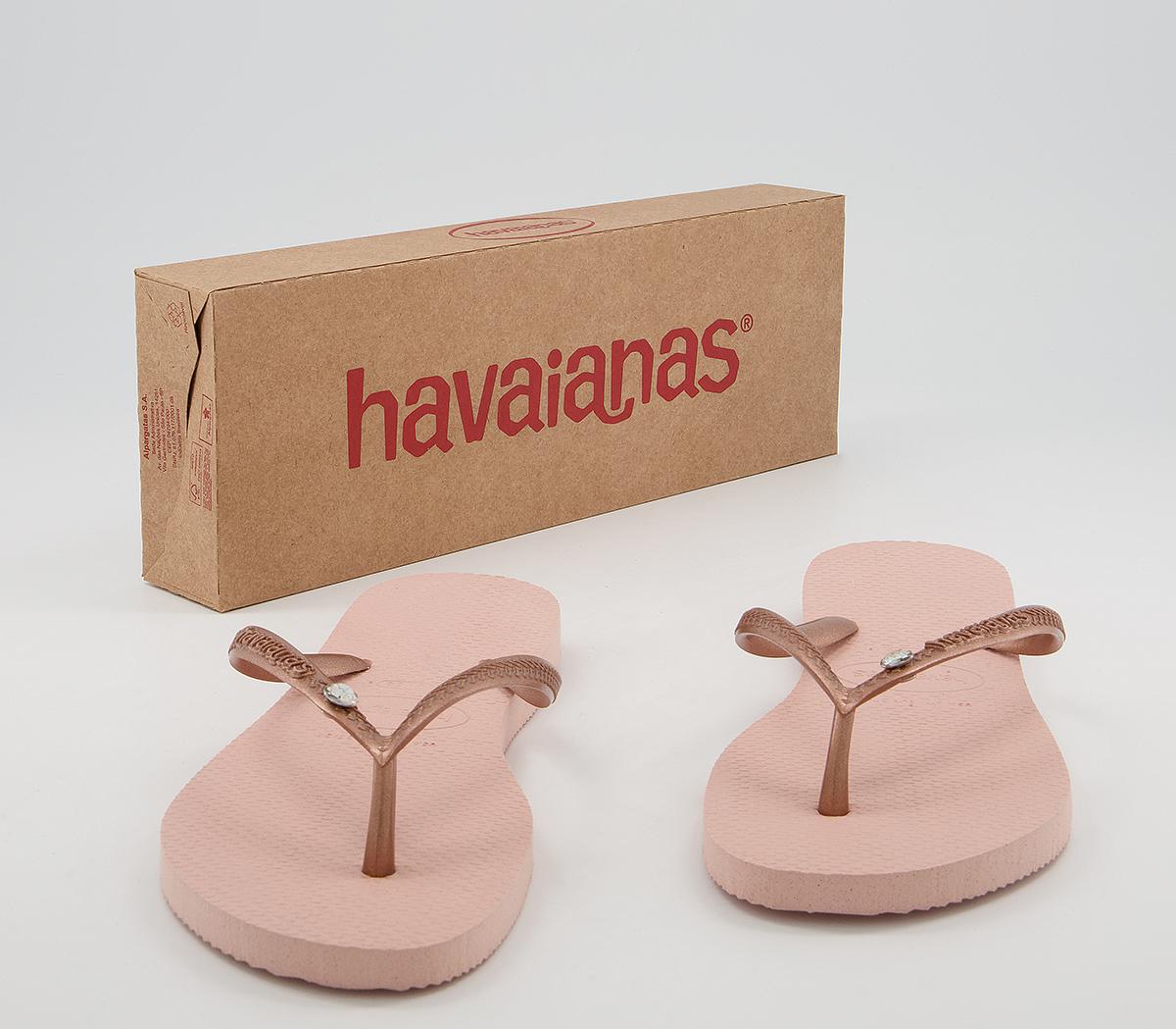 Havaianas Slim Crystal Glamour Flip Flops Ballet Rose Womens