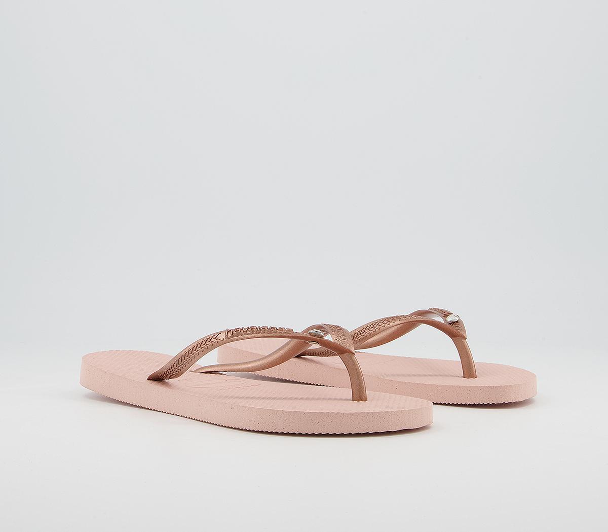 Havaianas Slim Crystal Glamour Flip Flops Ballet Rose Womens