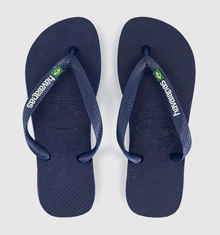 Havaianas Brasil Logo Flip Flops Navy