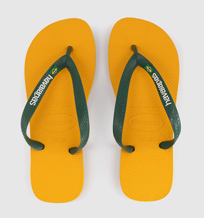 Havaianas Brasil Logo Flip Flops Yellow