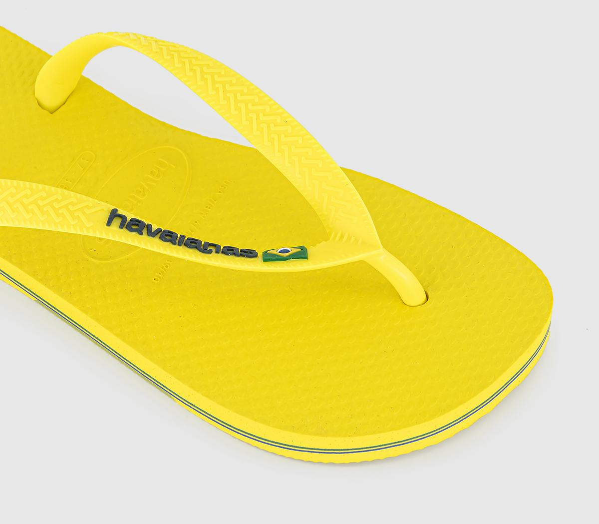 Havaianas Brasil Logo Flip Flops Citrus Yellow Neon - Women’s Sandals