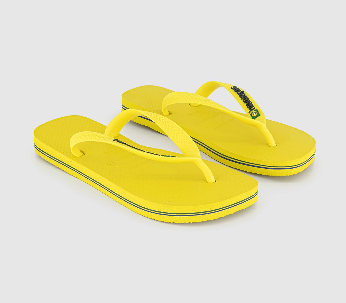 Havaianas Brasil Logo Flip Flops Citrus Yellow Neon - Women’s Sandals