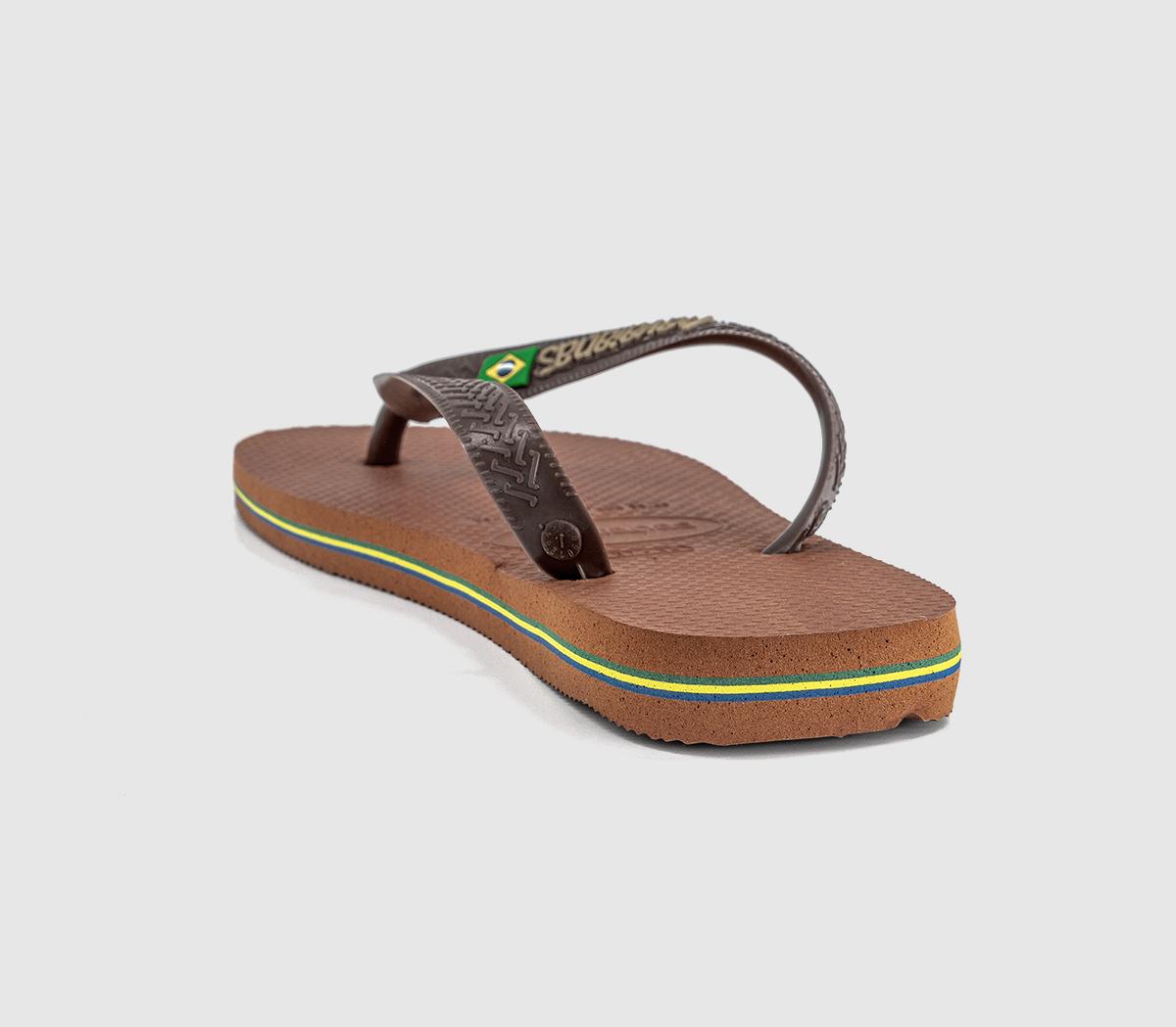 HavaianasBrasil Logo Flip FlopsRust Dark Brown