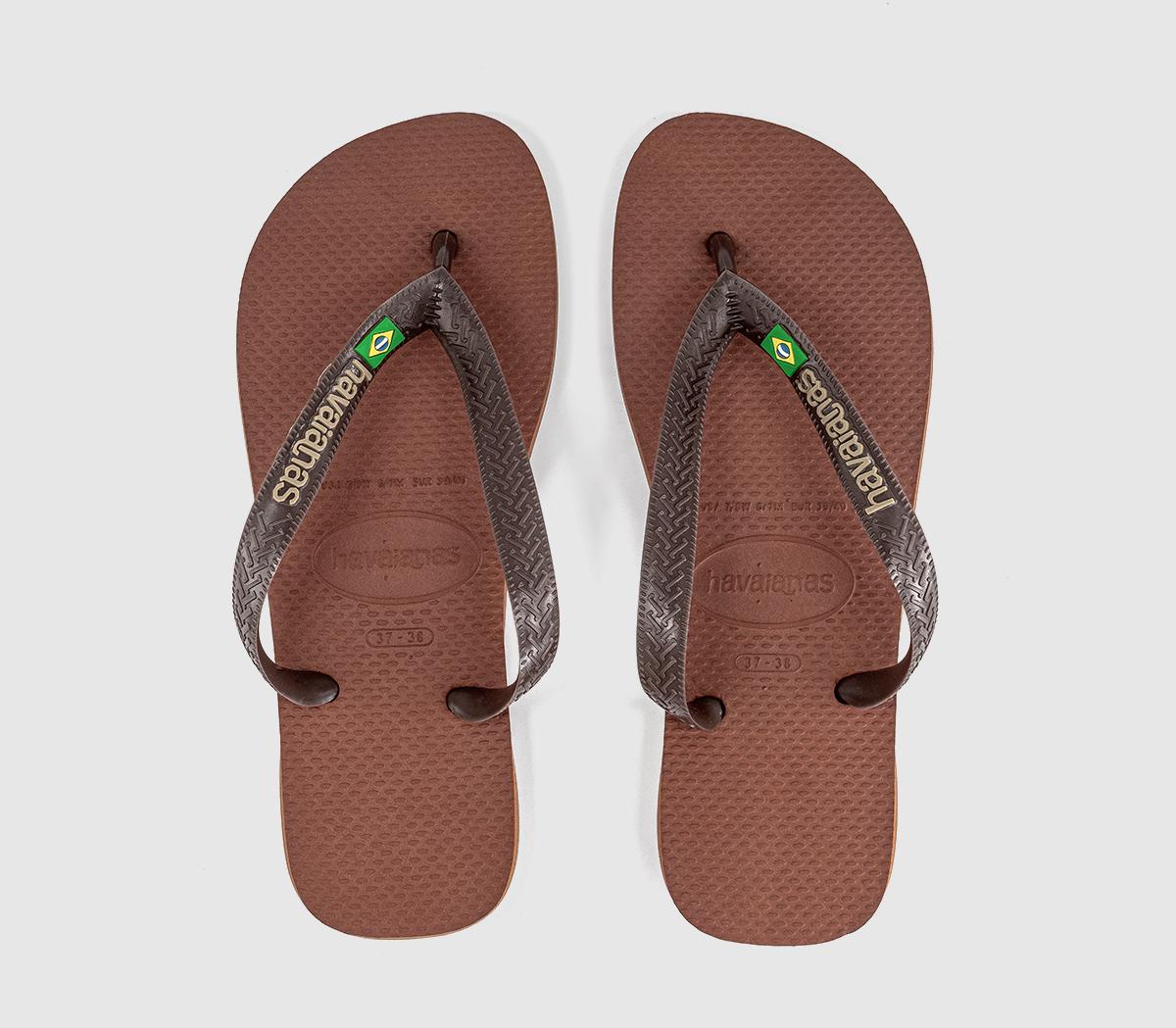 HavaianasBrasil Logo Flip FlopsRust Dark Brown